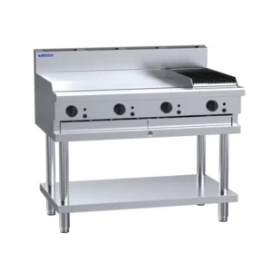 LUUS CS-9P3C Professional Series 900mm Hotplate + 300mm Chargrill & Shelf - Image 1