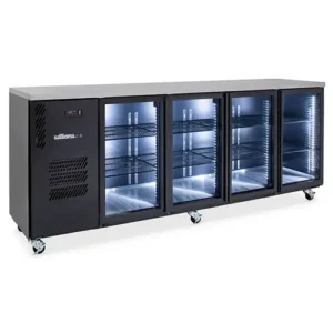 Williams HC4UGBHC Cameo - 4 Glass Door Back Bar Fridge, Black - Image 1