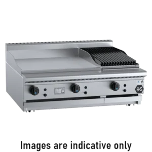 B+S Black BT-GRP6-CBR3BM - Combination 600mm Grill Plate & 300mm Char Broiler Bench Mounted - Image 1