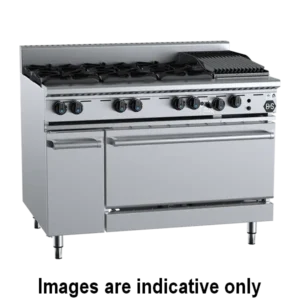 B+S Black OV-SB6-CBR3 - Oven with Four Open Burners & 600mm Grill Plate - Image 1